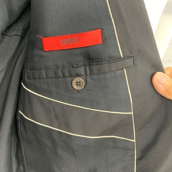 Mens Hugo Boss Dress Tux Jacket Coat Wool Jet Black Size 40L 3668 Formal Special - Picture 6 of 10